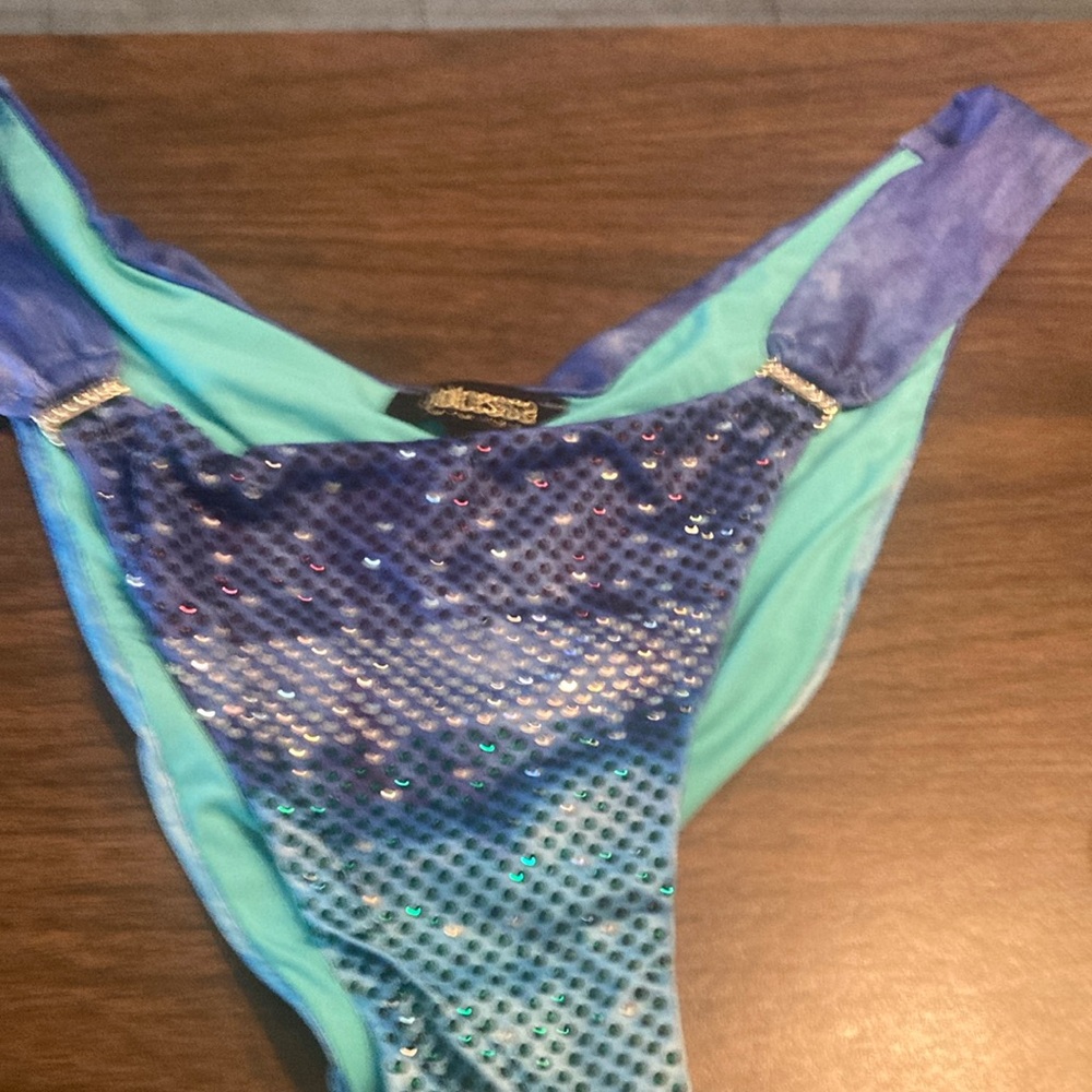 Blue and Green Women's Swimwear